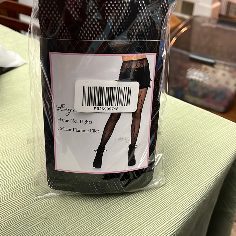 Leg Avenue Flame Fire Black Fishnet Tights Goth